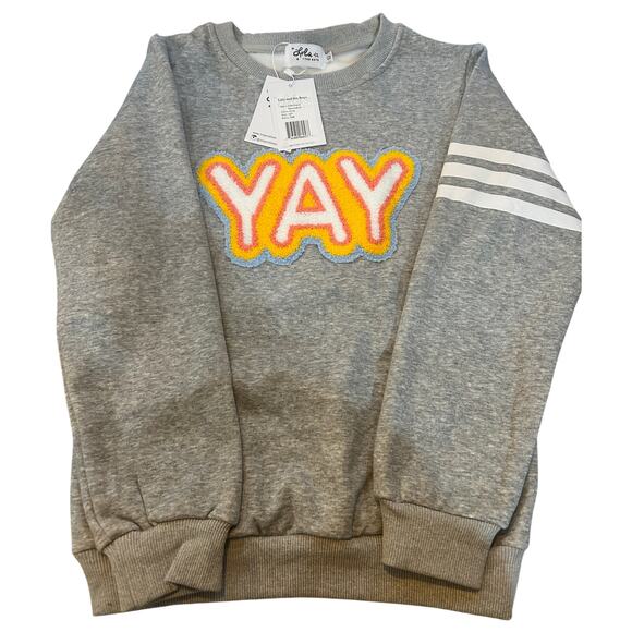 Lola+Boys- Chenille YAY Patch Gray Stripe Sweatshirt- *NEW* Size 12!
Lola+Boys - Picture 3 of 5